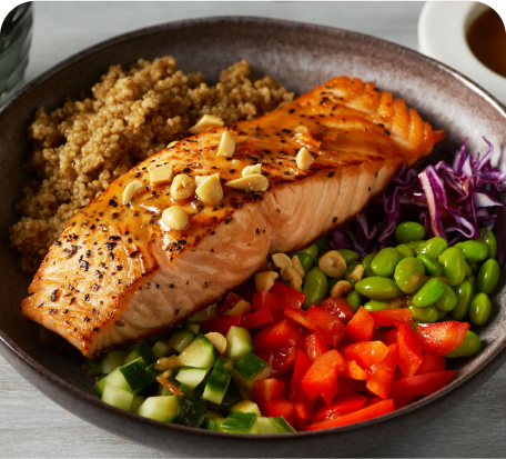 Salmon and vegetables in a bowl Salmon and vegetables in a bowl