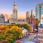 Boston skyline at dusk