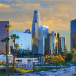 Los Angeles skyline at dusk