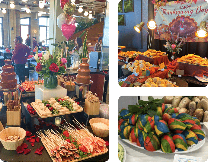 Diverse menus curated to your event theme based on your feedback Diverse menus curated to your event theme based on your feedback