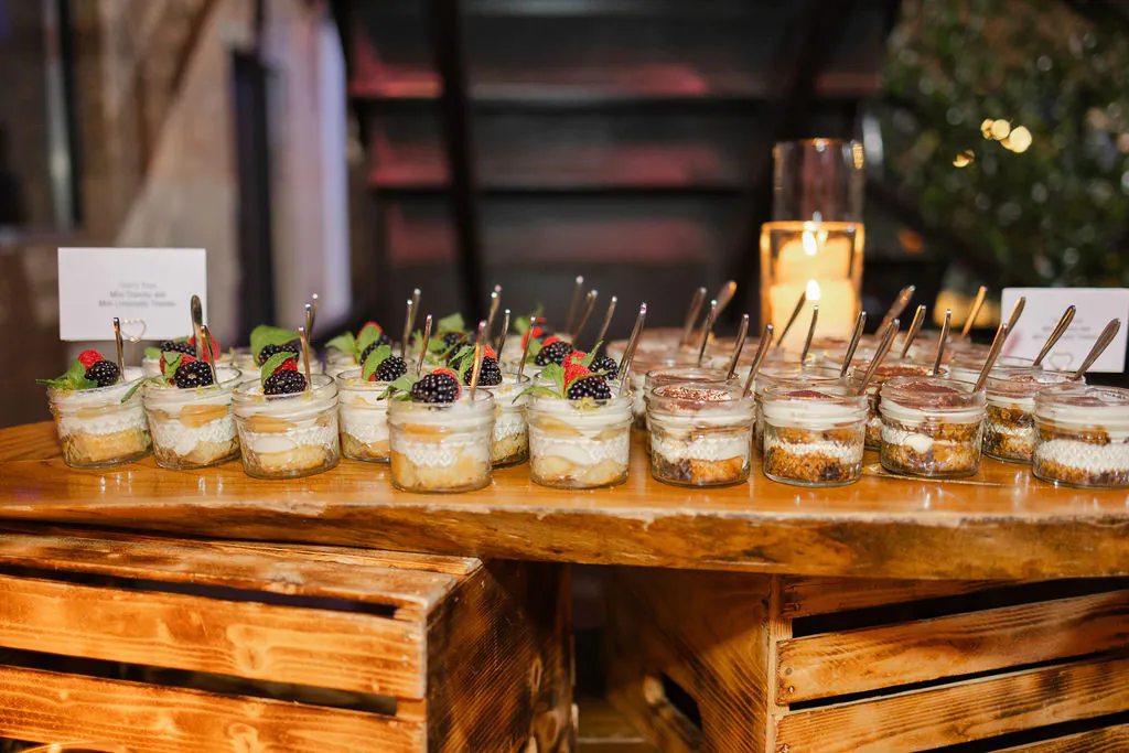 Hearty Boys catering presentation with elegantly plated dishes for a corporate event