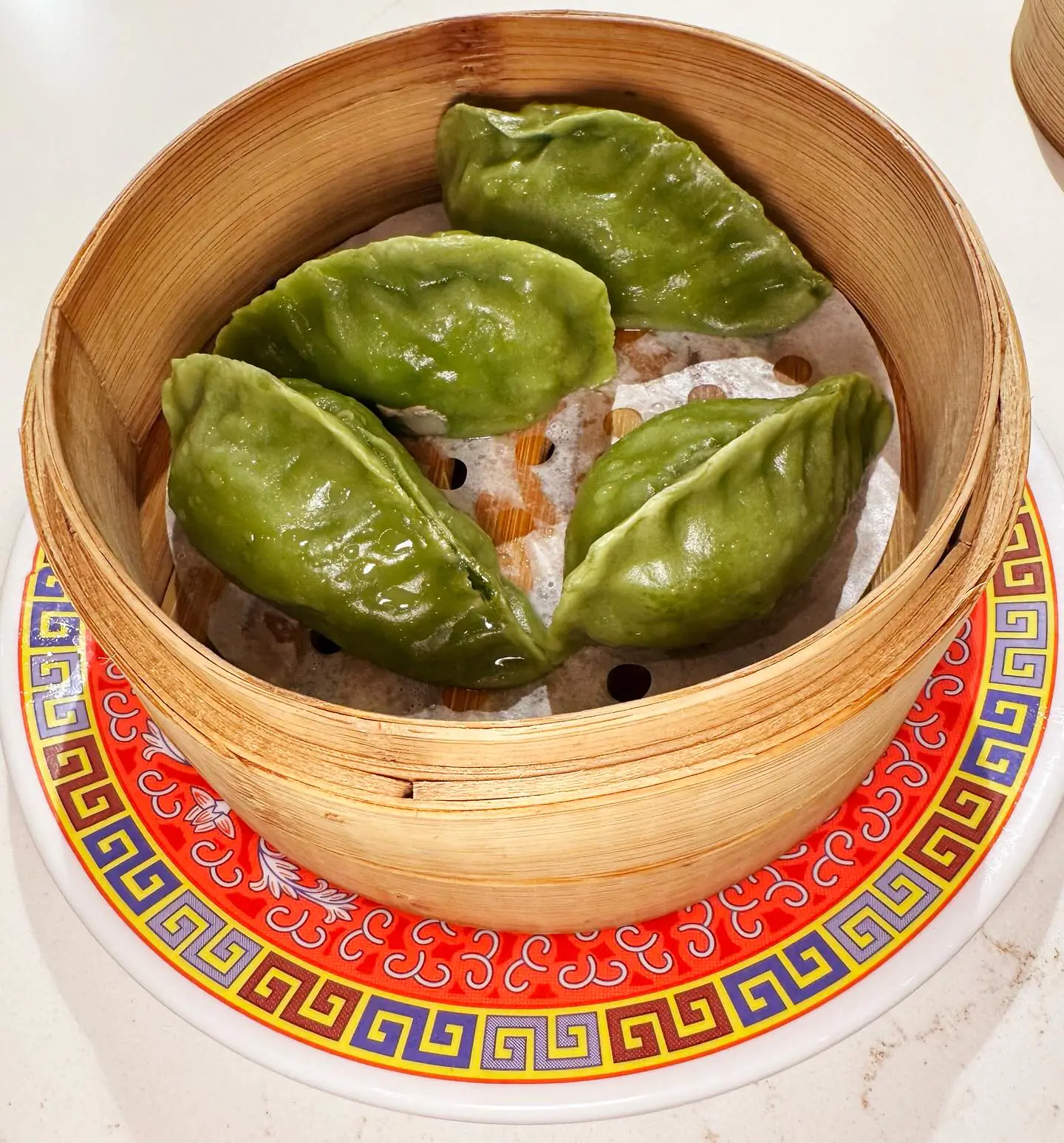 Nom Wah steamed dumplings in bamboo steamer