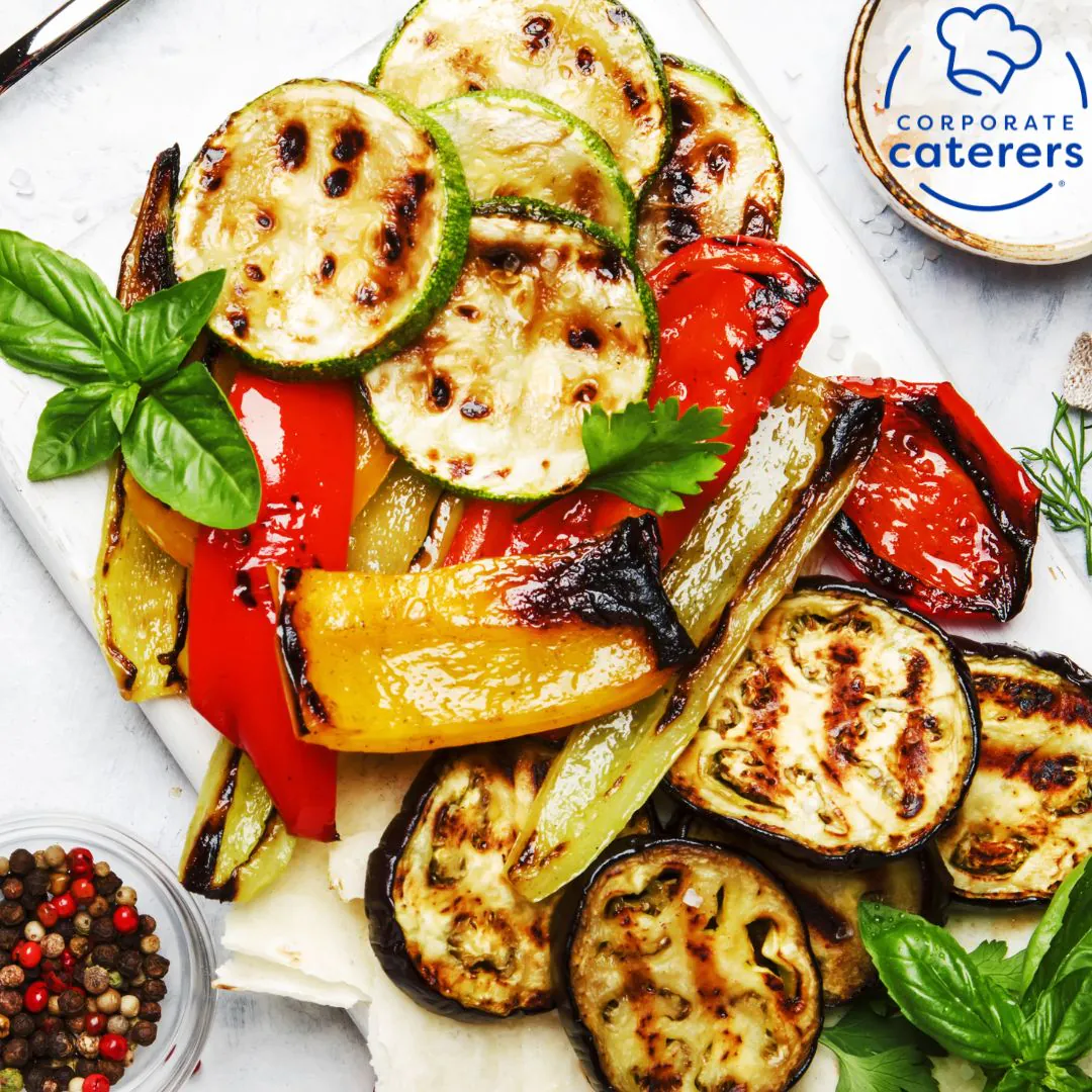 Corporate Caterers breakfast and lunch catering delivery setup for a Dallas office