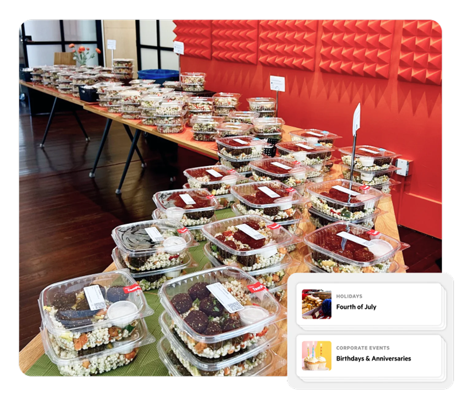 Event Catering Diverse event catering menus with professional onsite staffing and themed decor