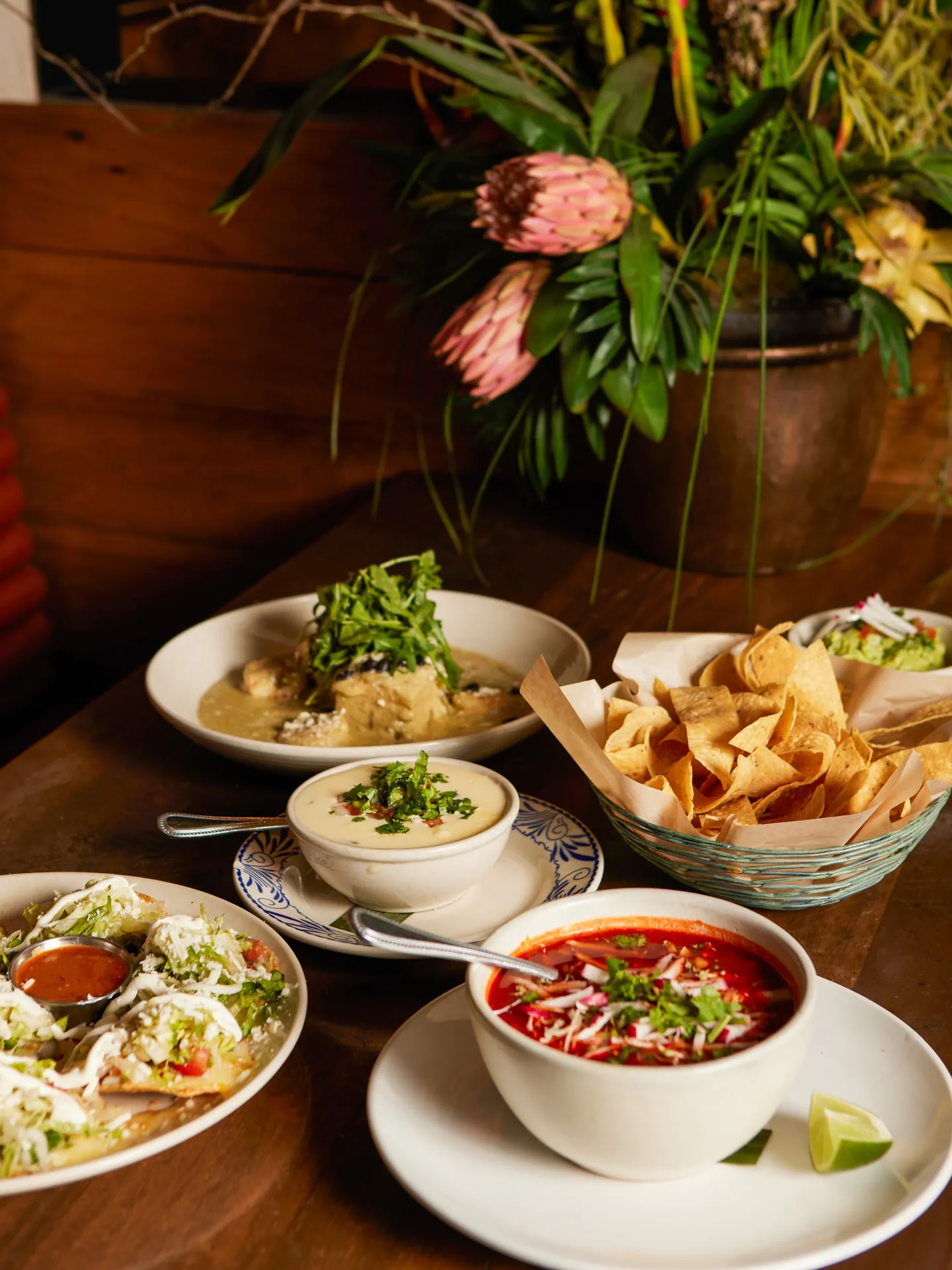 Meso Maya authentic Mexican mole, tortillas, and plated dishes for a Dallas corporate event