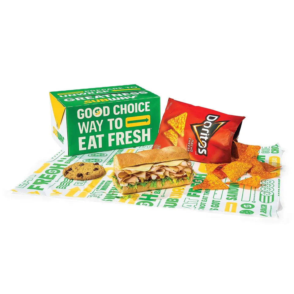 Subway Fresh Fit boxed lunch with sandwich, chips, and cookie