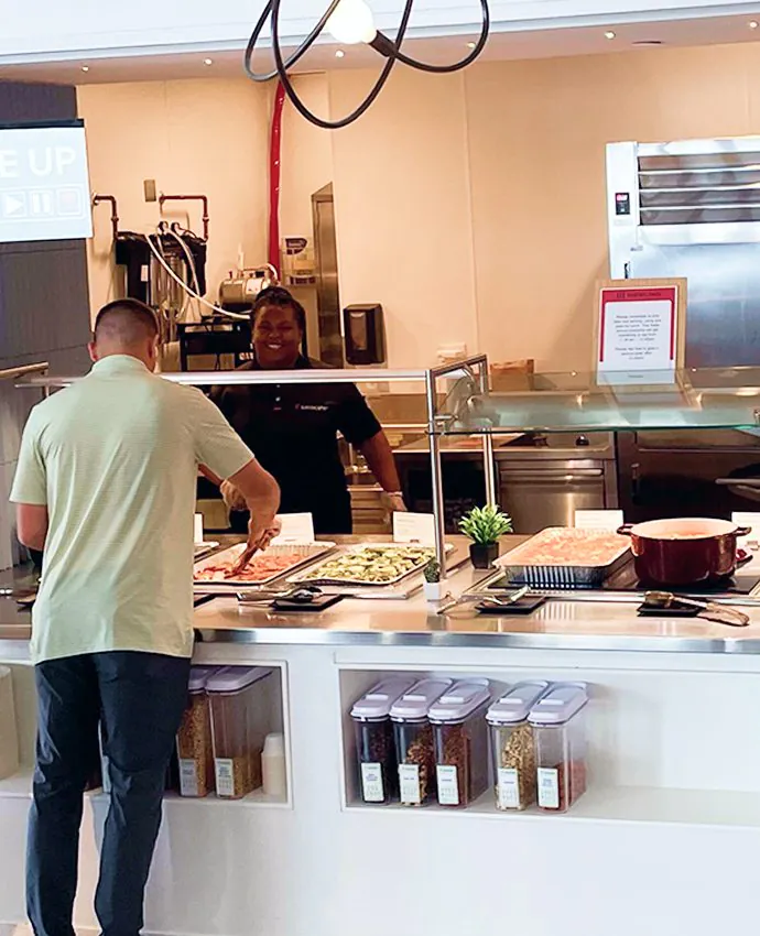 Corporate cafeterias buffet meals